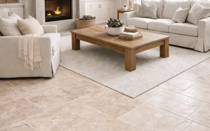 Sol intérieur en carrelage grand format
